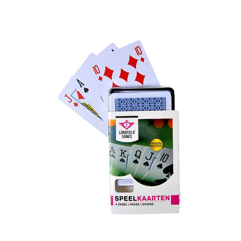 1x speelkaarten plastic poker/bridge/kaartspel in bewaar box